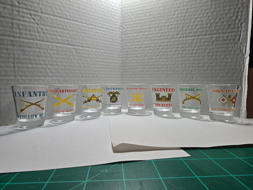 Army Branch Shot Glasses | Military | 1.6oz Glass