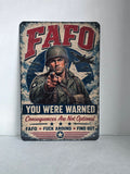 FAFO Vintage World War 2 Soldier Aluminum Sign 8x12