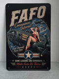 FAFO Vintage World War 2 Pin-Up Girl Aluminum Sign 8x12