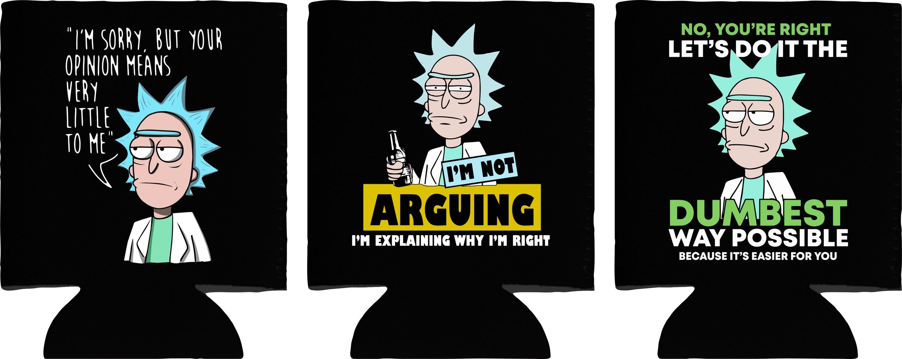 R&M Inspired Can Coolers, 3 Pack | Neoprene | Cartoon