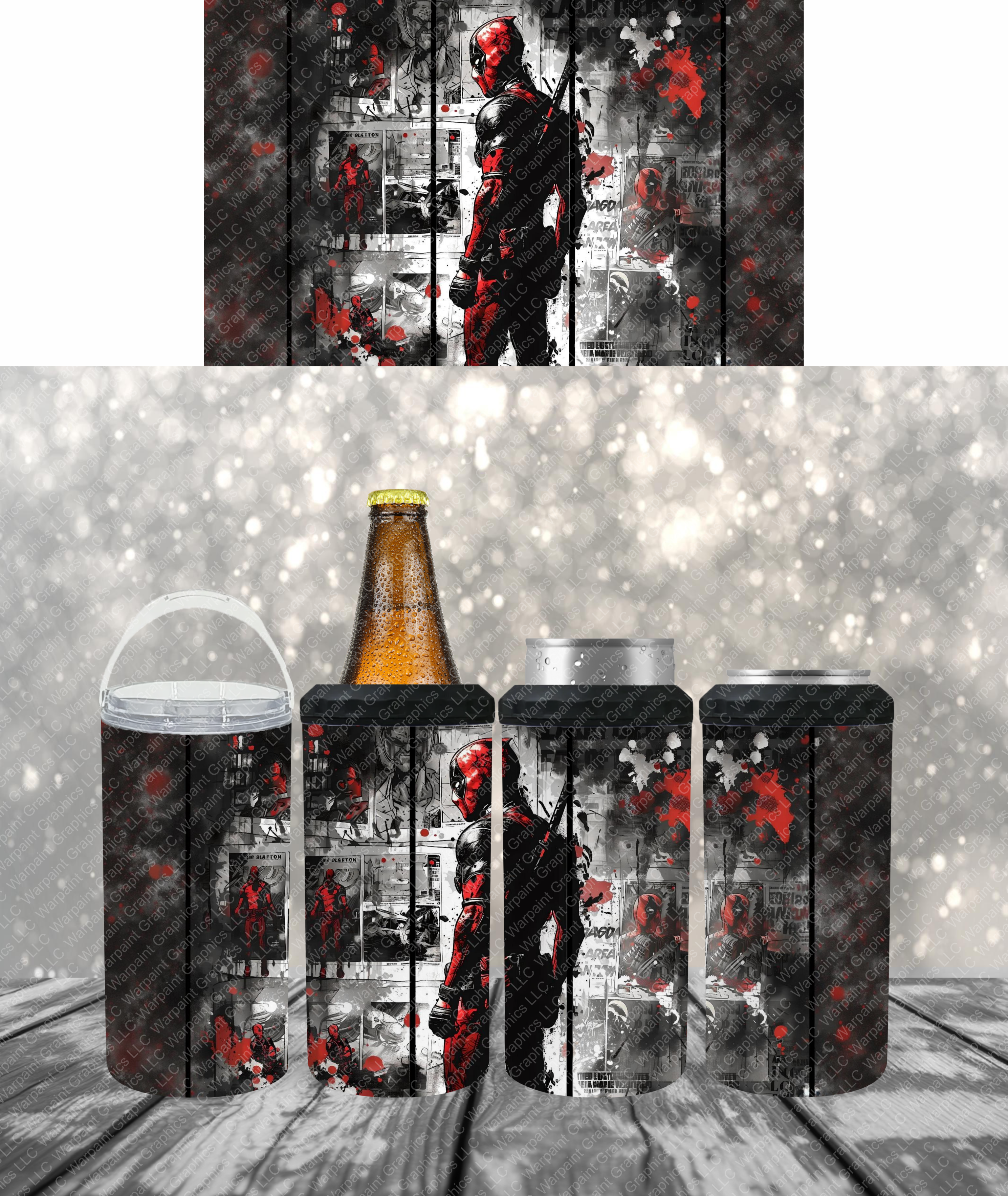Deadpool with Comic Background - 16oz 4 in 1 Can Cooler