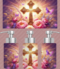 Gold Cross with Flowers Hand Soap/Lotion Dispenser